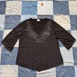 Y2K beaded sequined whimsygoth asymmetrical vintage julie’s closet shirt